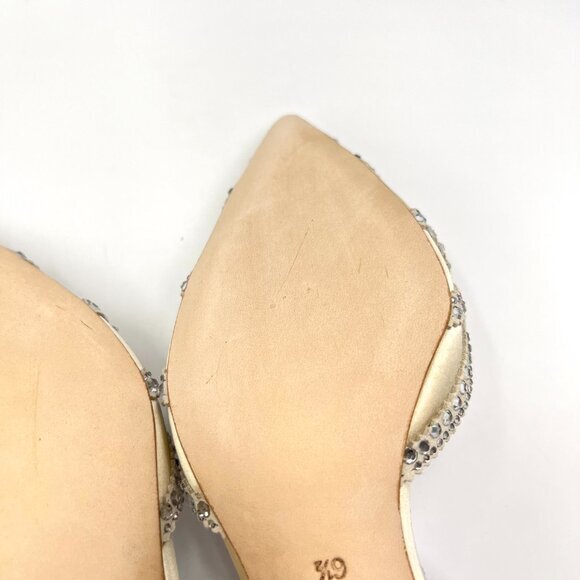 Badgley Mischka Womens Size 6.5 Ivory White Jeweled Kitten‎ Heels Pumps Shoes - Picture 11 of 14